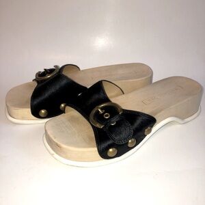 Sz 8 - 38 MARC JACOBS Black Anita Calf Hair Sandals Slides Clogs RARE